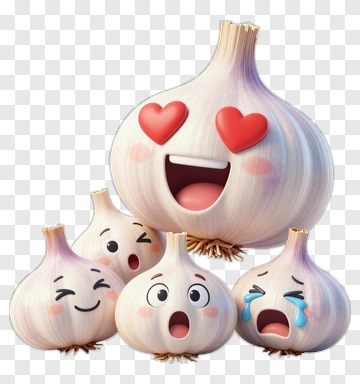 Garlic Characters With Expressions PNG