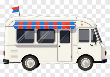 White Food Truck With Red And Blue Awning PNG
