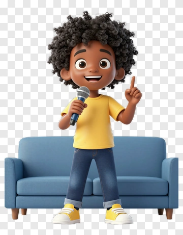 Child With Mic And Sneakers PNG