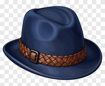 Classic Blue Hat With Braided Band PNG