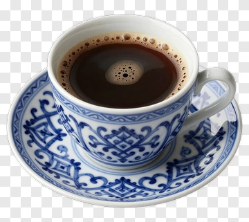 Blue And White Coffee Cup With Saucer PNG