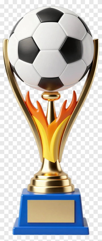 Soccer Trophy With Flame Design PNG