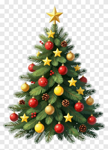 Decorated Christmas Tree With Ornaments PNG