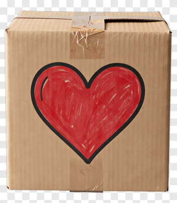 Cardboard Box With Red Heart PNG