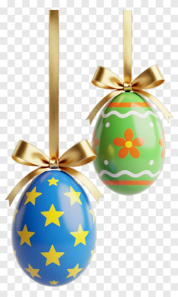 Two Decorative Easter Eggs Hanging PNG