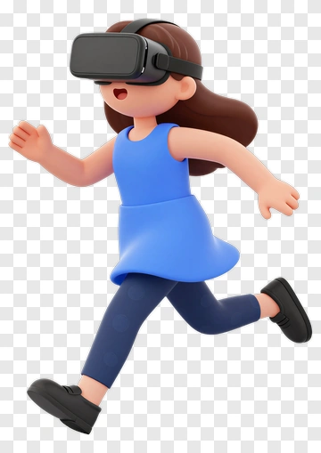 Girl Running With Virtual Reality Headset PNG