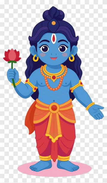 Child Krishna Holding Lotus Flower PNG