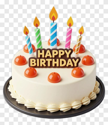 Happy Birthday Cake With Colorful Candles PNG
