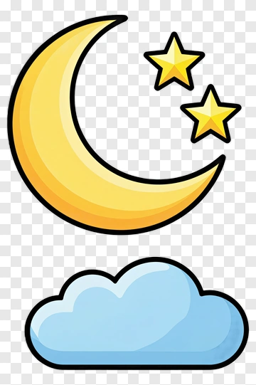 Yellow Moon With Stars And Cloud PNG