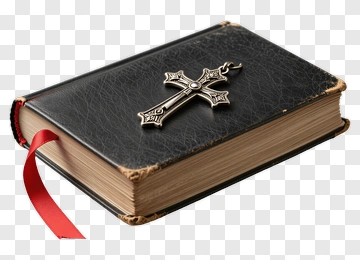Leatherbound Book With Cross And Red Bookmark PNG