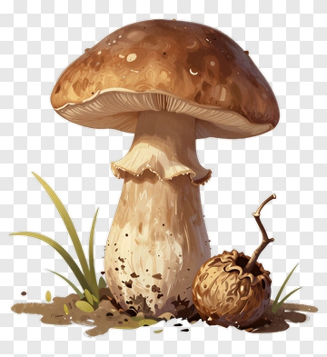 Illustration Of A Mushroom In Nature PNG