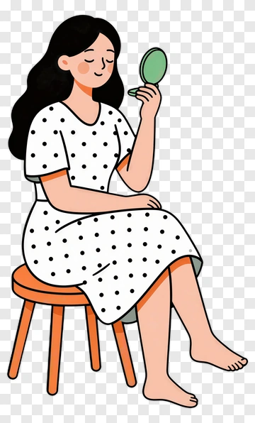 Woman Looking At Mirror PNG