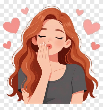 Woman Kissing Hand With Hearts Around PNG