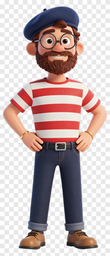 Cartoon Man With Beard And Glasses PNG
