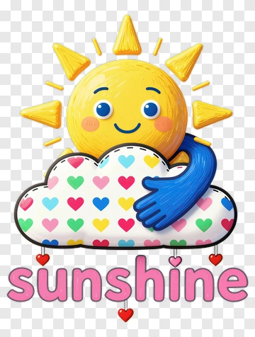 Smiling Sun Hugging Cloud PNG
