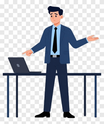 Businessman With Laptop At Desk PNG