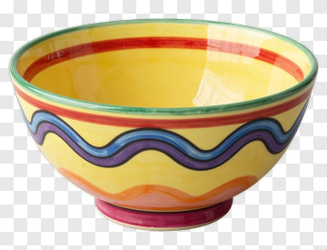 Colorful Hand-Painted Ceramic Bowl PNG