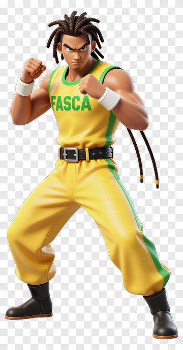 Fighter In Yellow And Green Uniform PNG