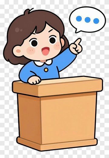 Girl Speaking At Podium PNG