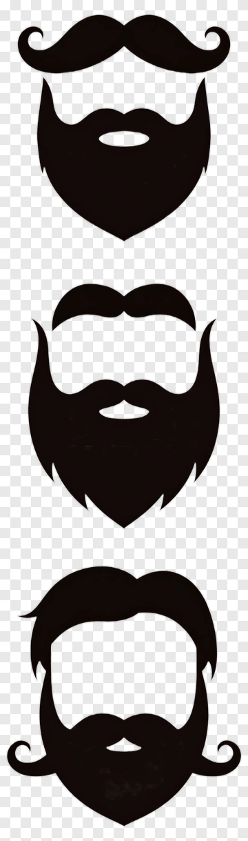 Three Black Beard And Mustache Silhouettes PNG