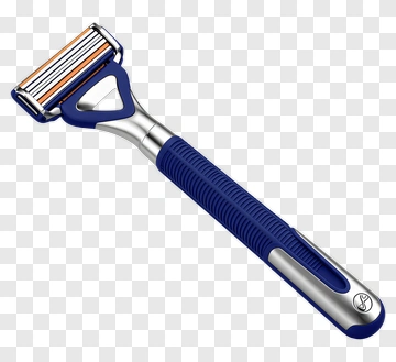 Blue And Silver Razor With Orange Blades PNG