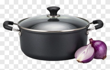 Black Pot With Onions PNG