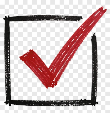 Hand Drawn Red Checkmark In Black Square PNG