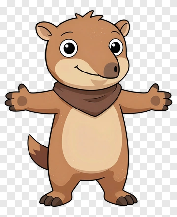 Cartoon Wombat With Bandana PNG