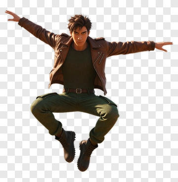 Hiro Hamada Jumping In Jungle PNG