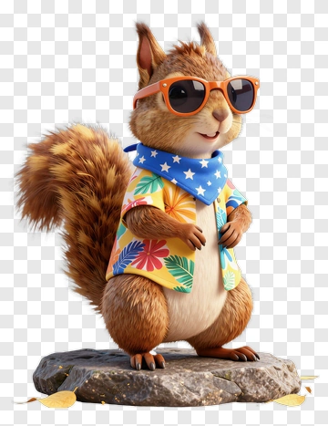 Squirrel In Sunglasses And Hawaiian Shirt PNG