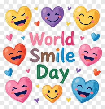 World Smile Day With Colorful Hearts PNG