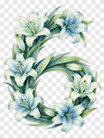 Blue Lily Wreath Letter PNG