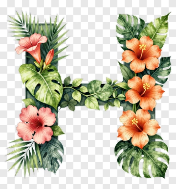 Tropical Letter H With Flowers PNG