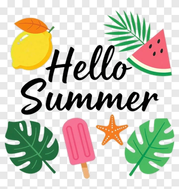 Hello Summer Tropical Design PNG