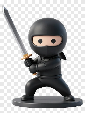 Cartoon Ninja Figurine With Sword PNG