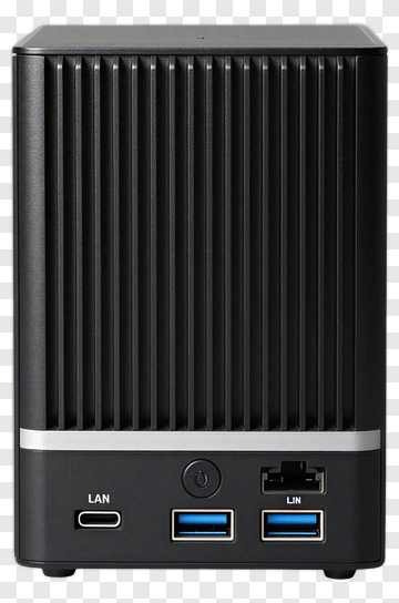 Black Mini Computer With USB And LAN Ports PNG