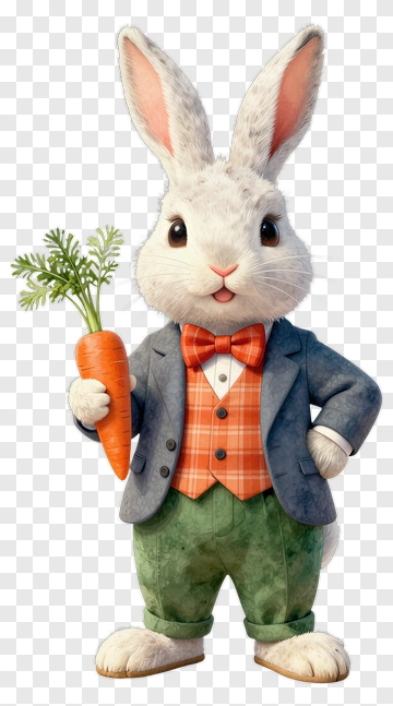 Cute Rabbit Holding Carrot PNG