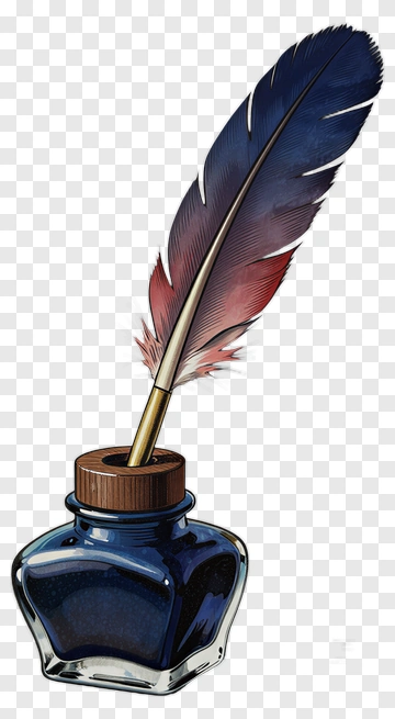 Quill Pen In Ink Bottle PNG