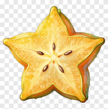 Star Fruit Sliced Cross-Section PNG
