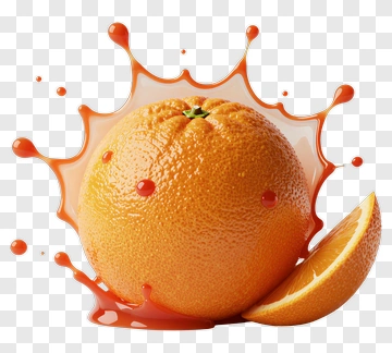 Juicy Orange With Splash PNG