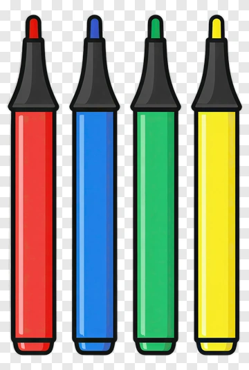 Four Colorful Markers In A Row PNG