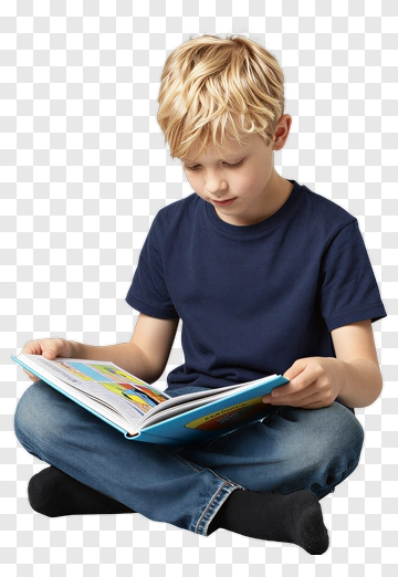 Boy Reading A Book PNG
