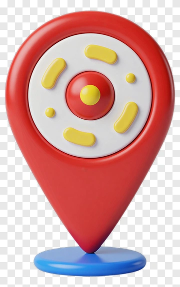 Red Location Pin With Yellow And Blue Accents PNG