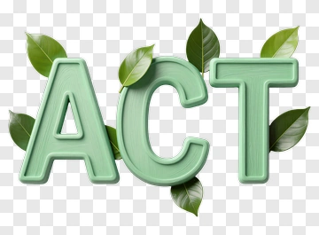 Green 3D Letter ACT With Leaves PNG