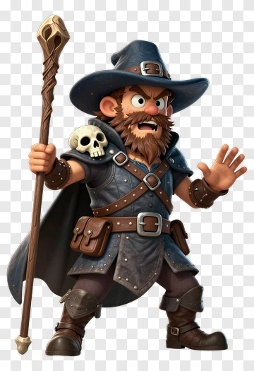 Bold Fantasy Wizard Dwarf PNG