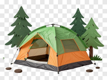 Camping Tent With Pine Trees PNG