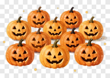 Group Of Jack-o'-Lanterns PNG