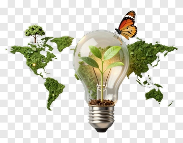 Light Bulb With Growing Plant And Butterfly PNG