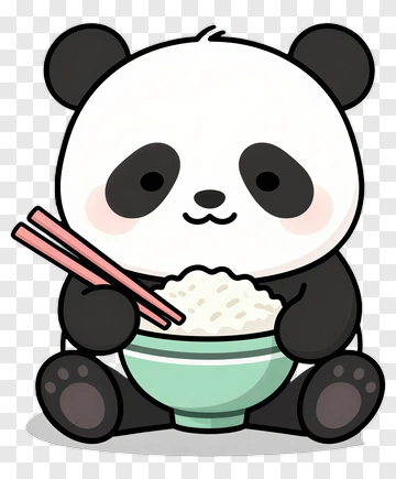 Cute Panda Eating Rice PNG