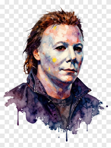 Michael Myers Watercolor Portrait PNG